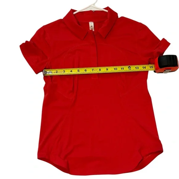 Lululemon Quick Drying Short Sleeve Polo Shirt | Red | size 4 - Picture 2 of 6
